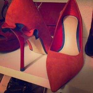 Zara orange heel pump size 38